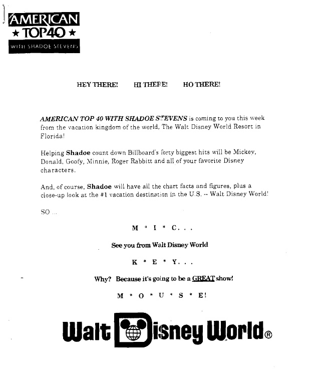 Disney World Letter